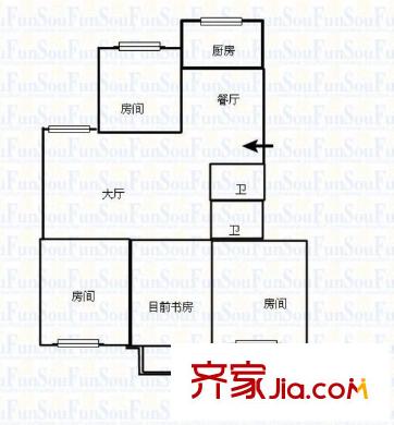 省人防辦單位宿舍 3室 戶型圖