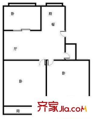 市紀委宿舍 3室 戶型圖