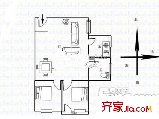 廈航大院 2室 戶(hù)型圖