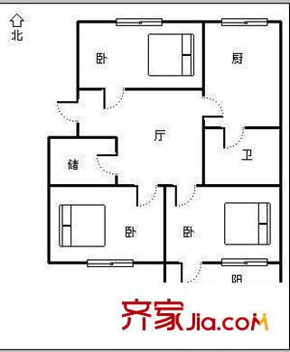 上海西新村 3室 戶型圖