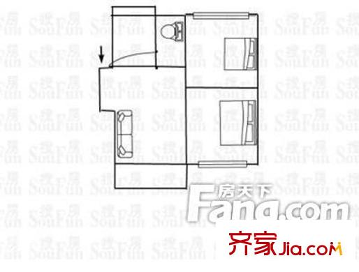 芍園公寓戶型圖勺園公寓 2室戶型圖 2室1廳1衛(wèi)1廚
