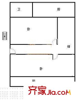 省級機(jī)關(guān)衛(wèi)生處宿舍 2室戶型圖