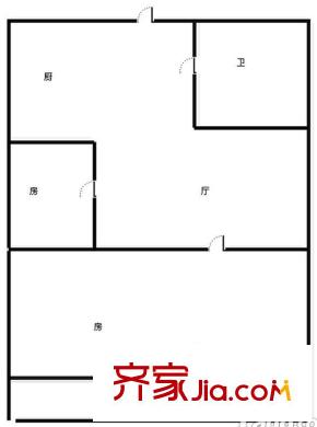 省級(jí)機(jī)關(guān)衛(wèi)生處宿舍 2室戶型圖