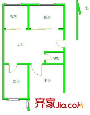 省級(jí)機(jī)關(guān)衛(wèi)生處宿舍 3室戶型圖
