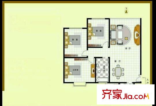 康山里新村 3室 戶型圖