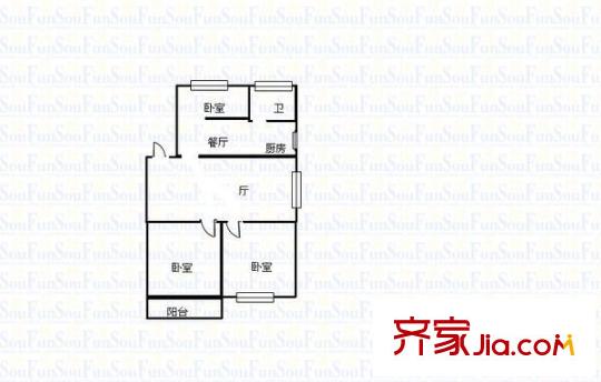 康山里新村 3室 戶型圖