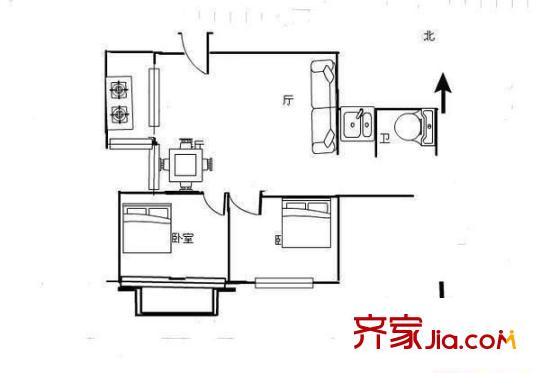 江山好美家 2室 戶型圖