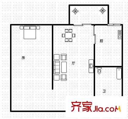 金星領(lǐng)世館 1室 戶型圖