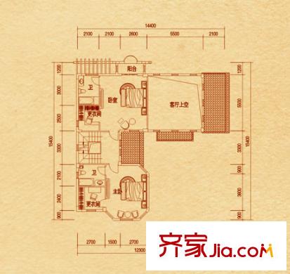 正祥橘郡戶型圖北區(qū)Gn戶型二層 5室2廳5衛(wèi)1廚