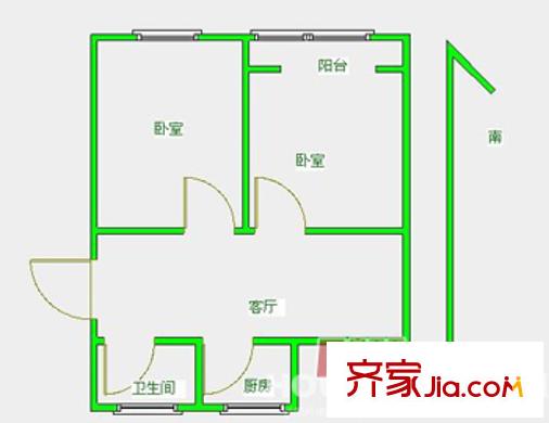 軍轉(zhuǎn)公寓 2室戶型圖