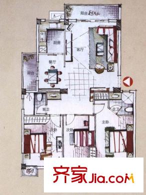 鼓樓庭院戶型圖戶型圖 3室2廳2衛(wèi)1廚
