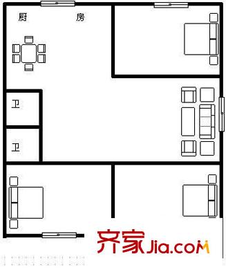 鳳凰池新村 3室 戶型圖