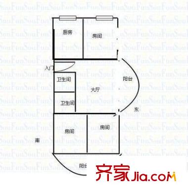 福苑花園 3室 戶型圖