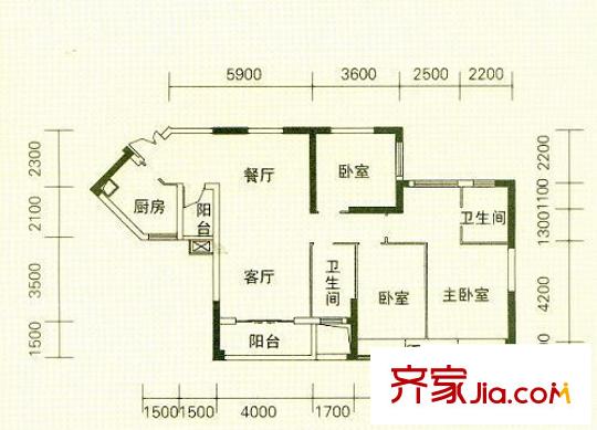 新華家園四期蝶苑戶型圖蝶苑D戶型 3室2廳2衛(wèi)1廚