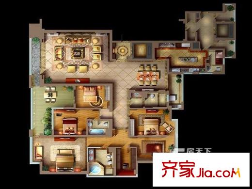 匯特城 3室 戶型圖