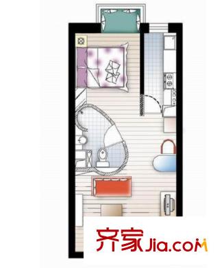 美林青城戶(hù)型圖1室1廳 戶(hù)型圖 1室1廳1衛(wèi)1廚