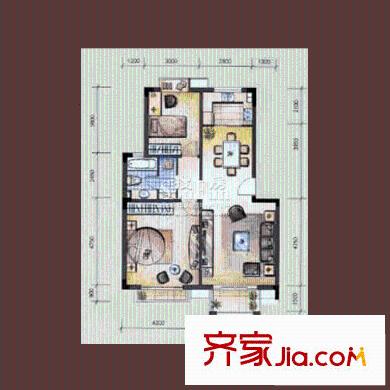 漢口春天戶型圖桃語爭(zhēng)妍 2室2廳1衛(wèi)1廚