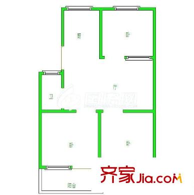 斗池新村B區(qū) 3室 戶型圖