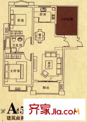 金橋普林斯頓A5戶型 2室2廳1衛(wèi)1廚