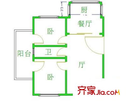 龍事達花園 2室 戶型圖