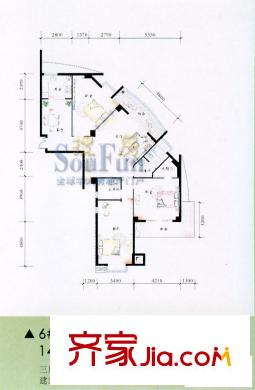 聯(lián)邦廣場(chǎng)戶型圖3室2廳2衛(wèi)1廚