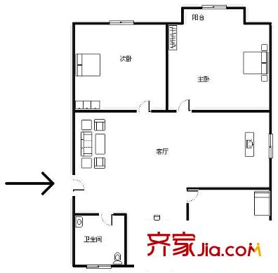 南湖花園 2室 戶型圖