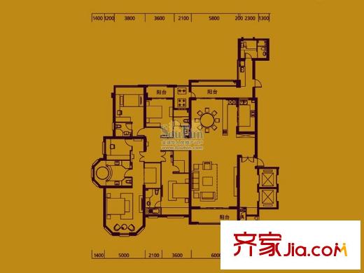 皇庭丹郡戶型圖I戶型 4室2廳4衛(wèi)1廚