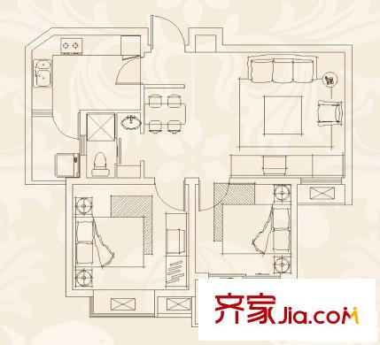湖墅觀止別墅戶型圖一組團(tuán)2#樓G2-2戶型2-11層 2室2廳1衛(wèi)