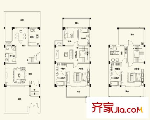 千年美麗別墅戶型圖g2戶型 4室3廳