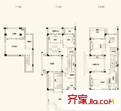 千年美麗別墅戶型圖e戶型 5室2廳