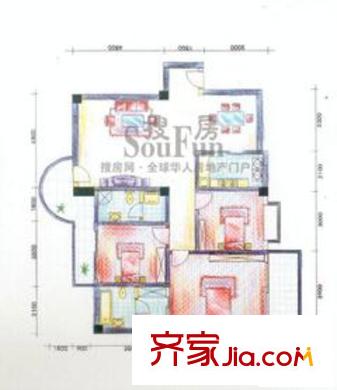 碧波山莊怡園公寓戶型圖戶型4 3室2廳