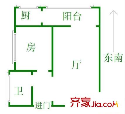 四季植物花園 1室 戶型圖