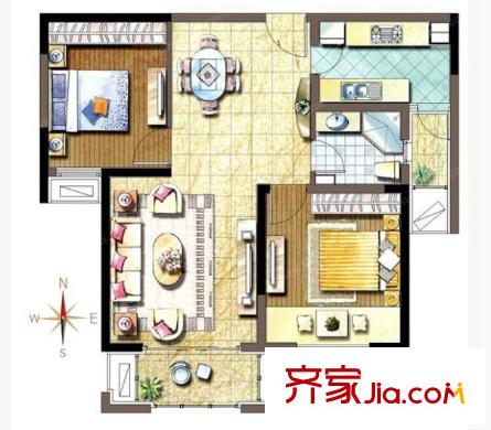 仁和世家戶型圖2室2廳 2室2廳