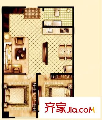 漢正街華貿(mào)箱包城戶(hù)型圖2室2廳 戶(hù)型圖 2室2廳