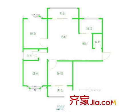 群升國(guó)際E區(qū) 3室戶型圖