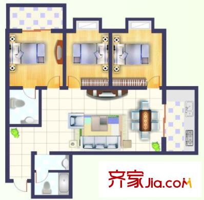 東鴻小區(qū)戶型圖3室2廳 戶型圖 3室2廳