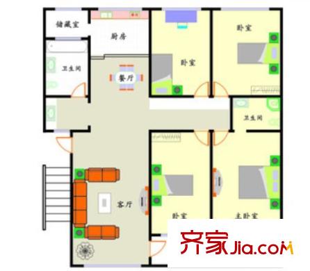 千家街社區(qū)戶型圖4室2廳 戶型圖 4室2廳