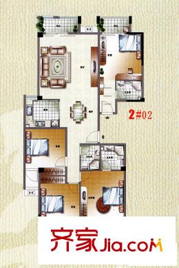 福德都會(huì)戶型圖4室2廳3衛(wèi)1廚