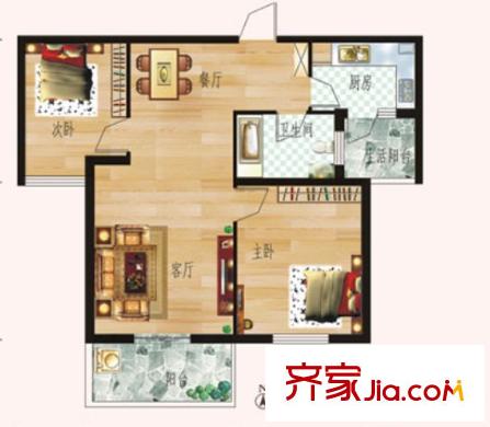 徐家棚安居苑戶型圖2室2廳 戶型圖 2室2廳