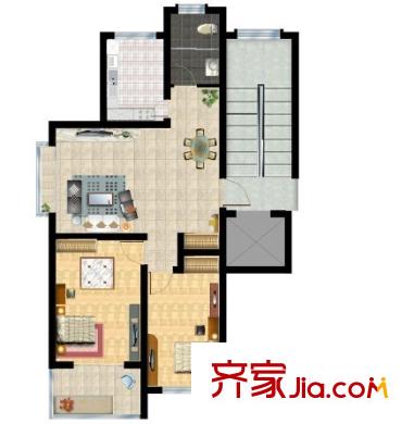 武昌人民法院宿舍戶型圖2室2廳 戶型圖 2室2廳
