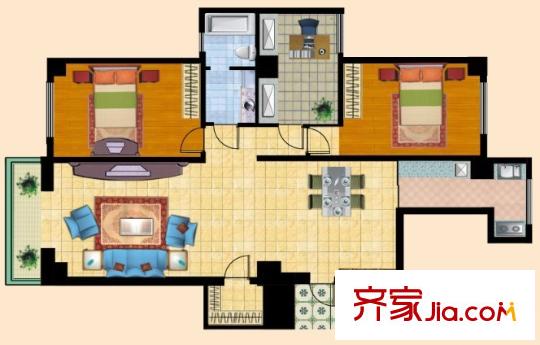 武昌人民法院宿舍戶型圖2室2廳 戶型圖 2室2廳