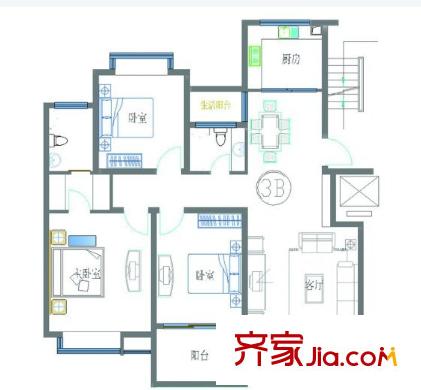古田三路小區(qū)戶型圖3室2廳 戶型圖 3室2廳