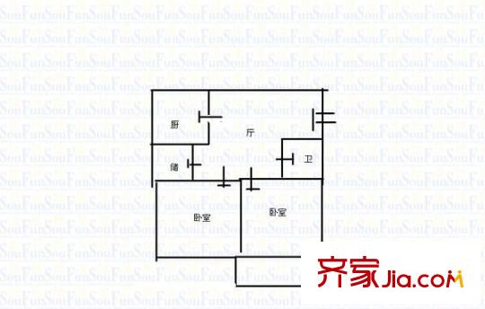荷澤小區(qū) 2室 戶型圖