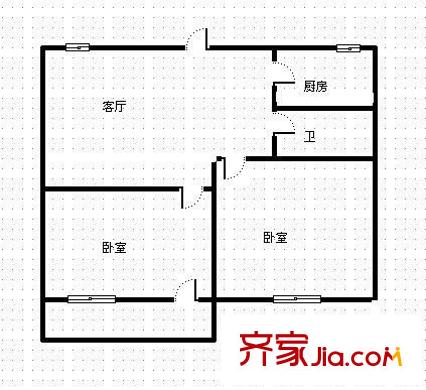 荷澤小區(qū) 2室 戶型圖