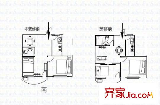 中亭街G區(qū) 2室 戶型圖