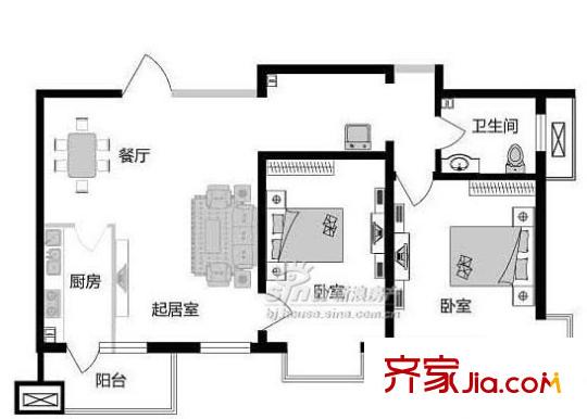 新大地家園子期園戶型圖2室2廳 戶型圖 2室2廳1衛(wèi)1廚