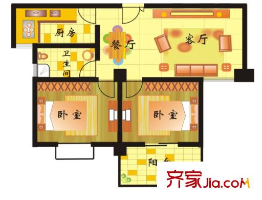 曬湖小區(qū)戶型圖2室2廳 2室2廳
