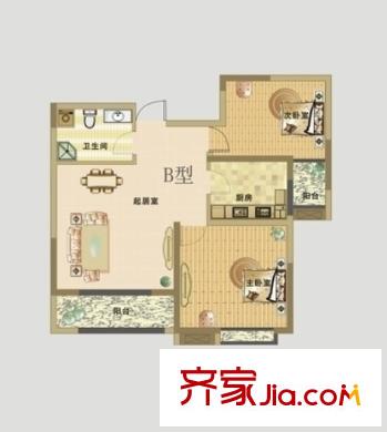 曬湖小區(qū)戶型圖2室2廳 2室2廳