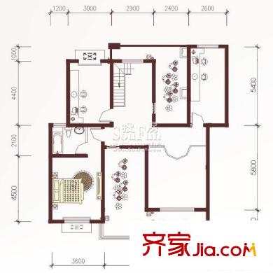 龍城華庭戶型圖瀚華園復(fù)式k 上層 6室2廳3衛(wèi)1廚