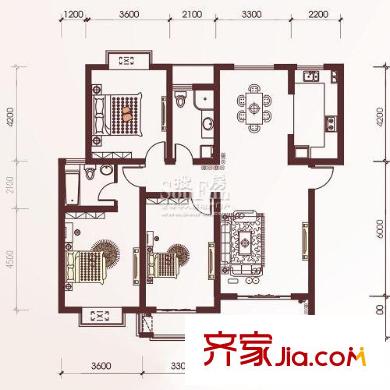 龍城華庭戶型圖瀚華園C2戶型 3室2廳2衛(wèi)1廚